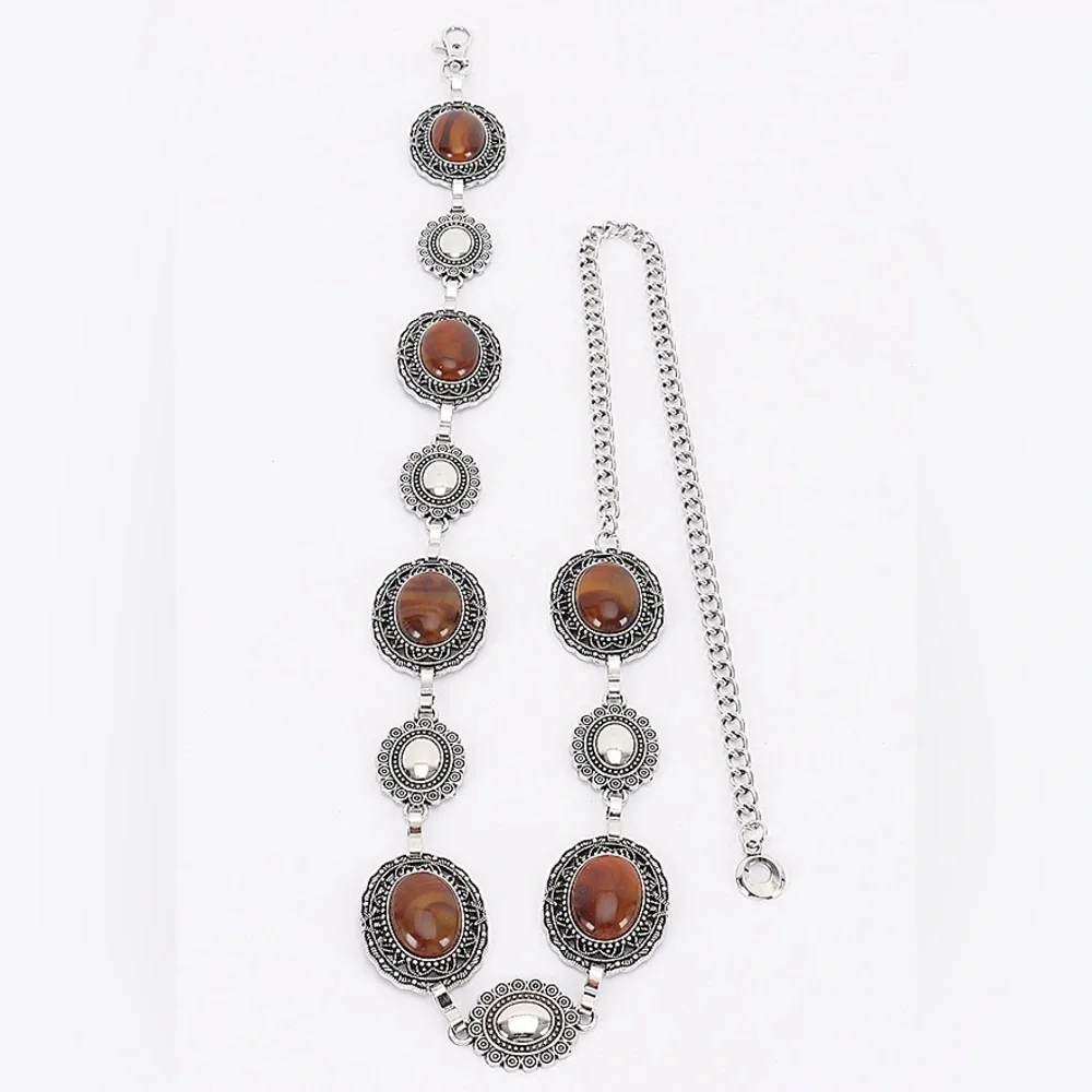 Vintage Acrylic Metal Chain Statement Belt